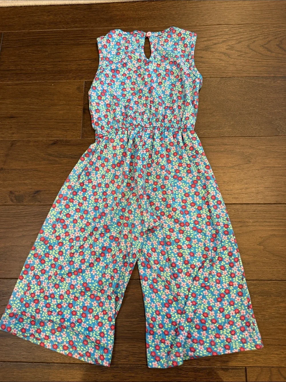 Picapino Toddler Girls' Blue Floral Sleeveless Jumpsuit Size 2T - C8-122